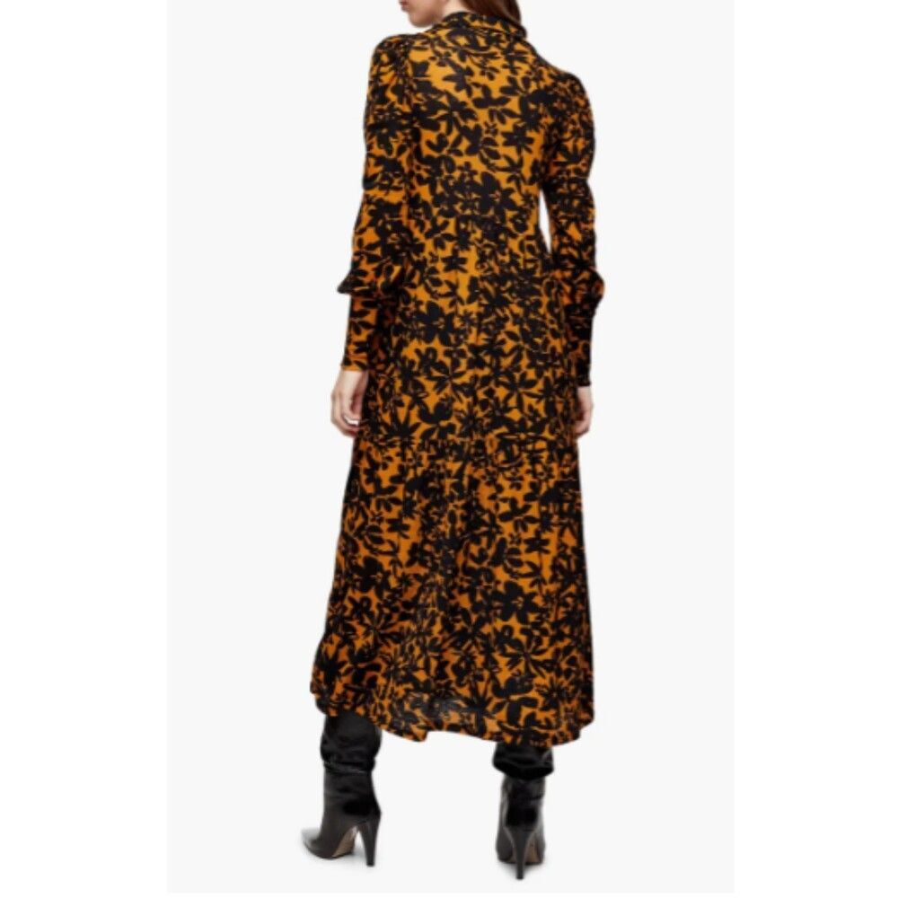 Topshop Floral Print Long Sleeve Maxi Shirtdress Size 6